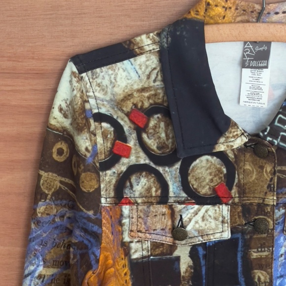 Simply Art by Dolcezza multicolor blazer size M medium artsy abstract button - Picture 2 of 8